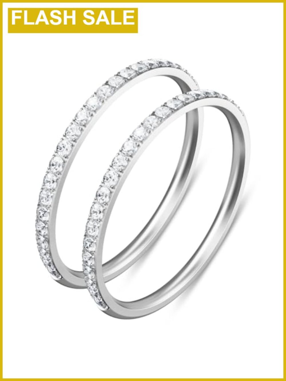 2 Pack Stackable Rings 14K Gold Plated Stainless Steel Cubic Zirconia for Oura